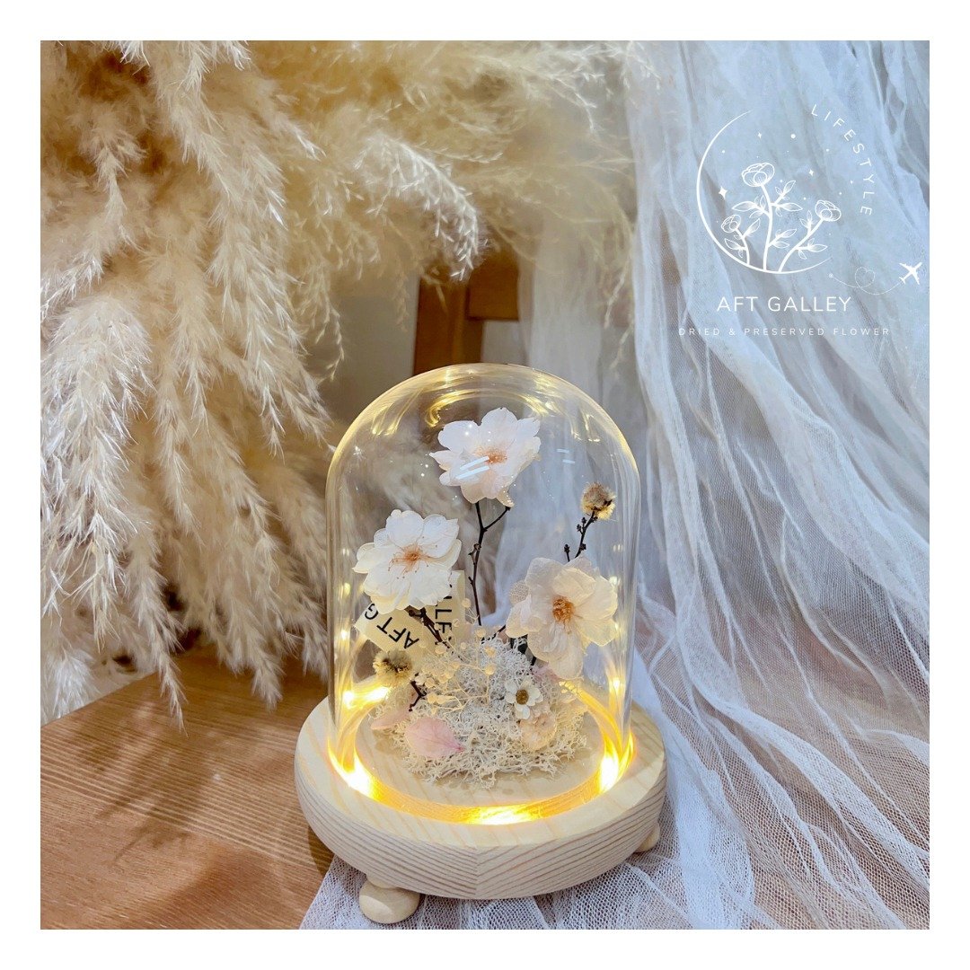 樱花玻璃瓶 小夜灯 保鲜花 永生花 干燥花 不凋花 母亲节 生日 - 干燥花/捧花 - 植物．花 粉红色
