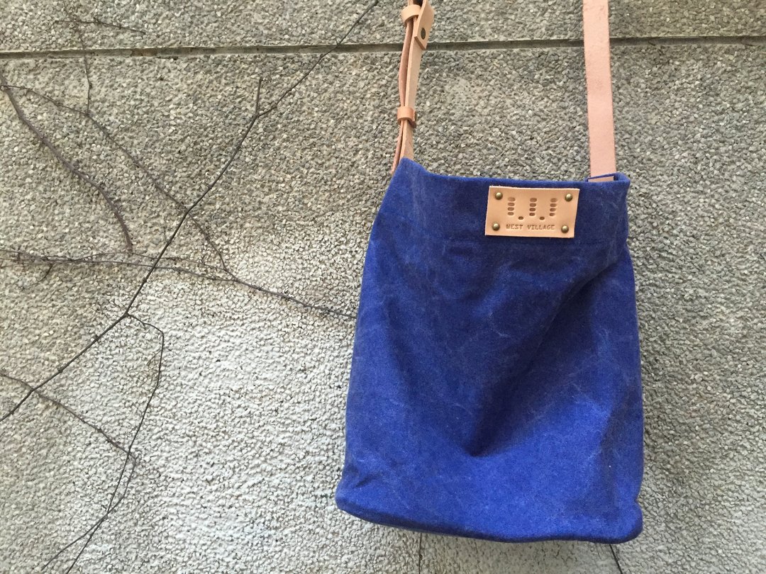 水洗帆布方筒包 / Street Bucket Bag / 帆布/牛真皮把手/限量深蓝/新款 - 侧背包/斜挎包 - 棉 蓝色