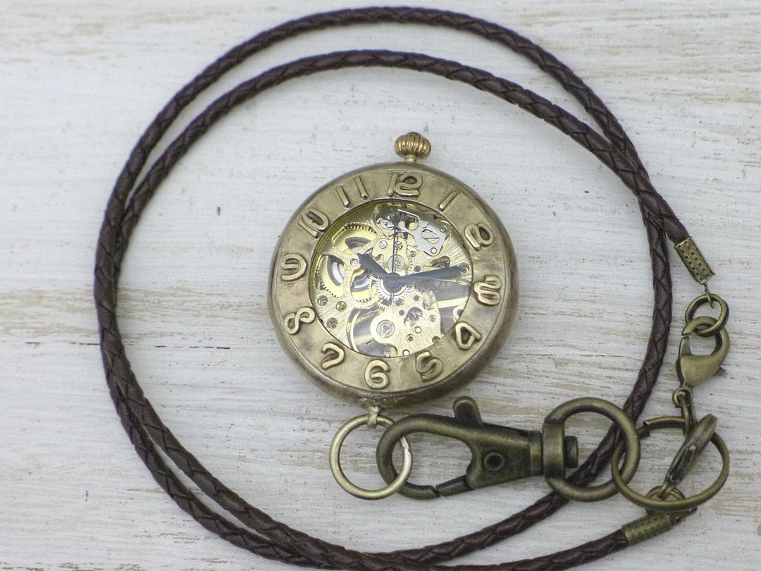 BHW134 Manual winding pocket watch JUMBO (38mm) Brass instep round case Handmade wristwatch (BHW134) - 女表 - 铜/黄铜 金色