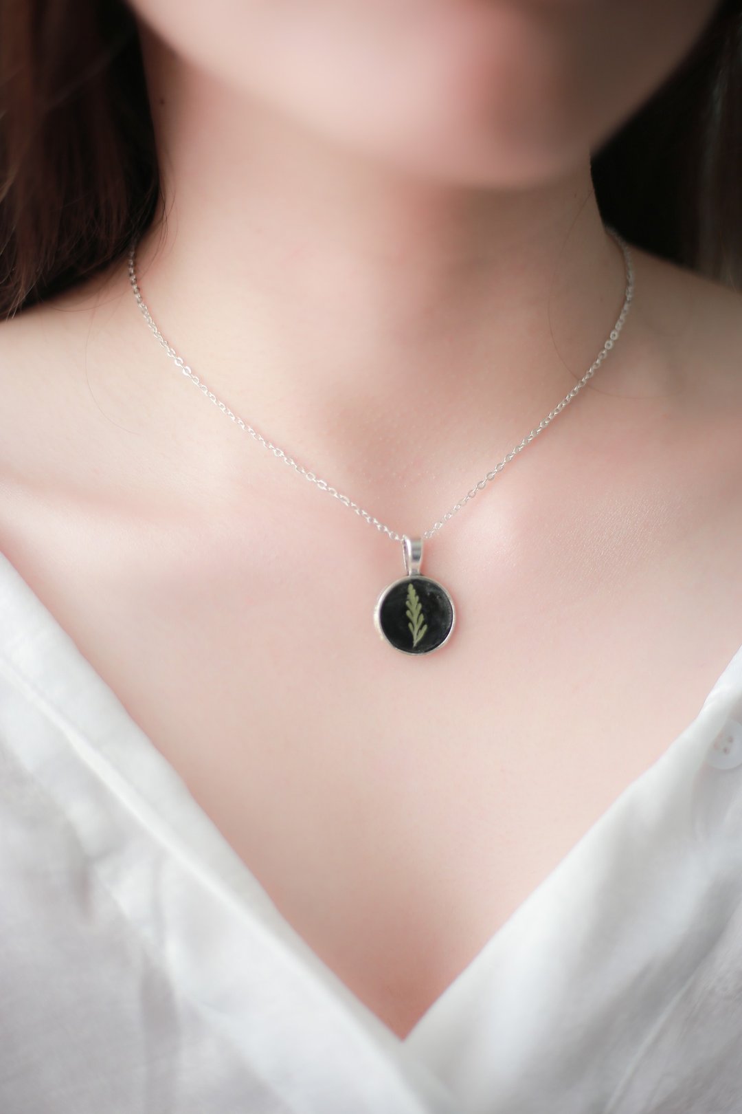 Fern Necklace18 mm (sliver color) - 项链 - 植物．花 绿色