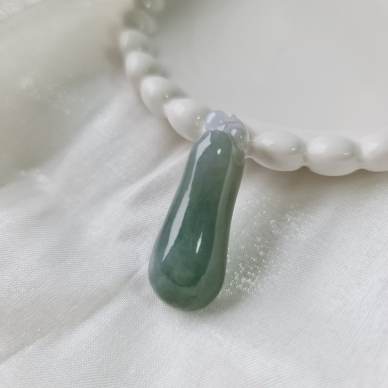 冰晴水福气满盈福瓜 | 天然缅甸玉A货翡翠 - 项链 - 玉石 