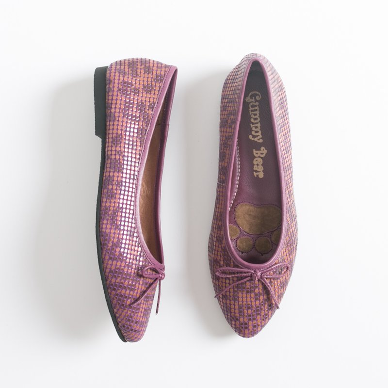 Gummy Bear /手工/牛皮/柔软/平底鞋/娃娃鞋 - 芭蕾鞋/娃娃鞋 - 真皮 紫色