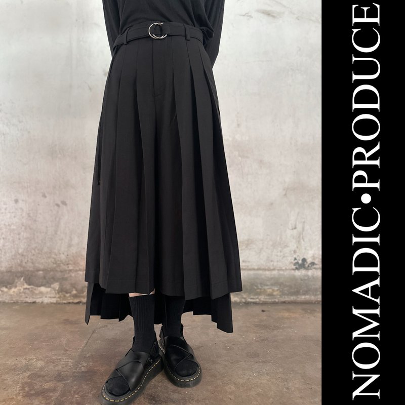 阶梯百褶裤/男女同款 - 中性裤装 - 其他人造纤维 黑色