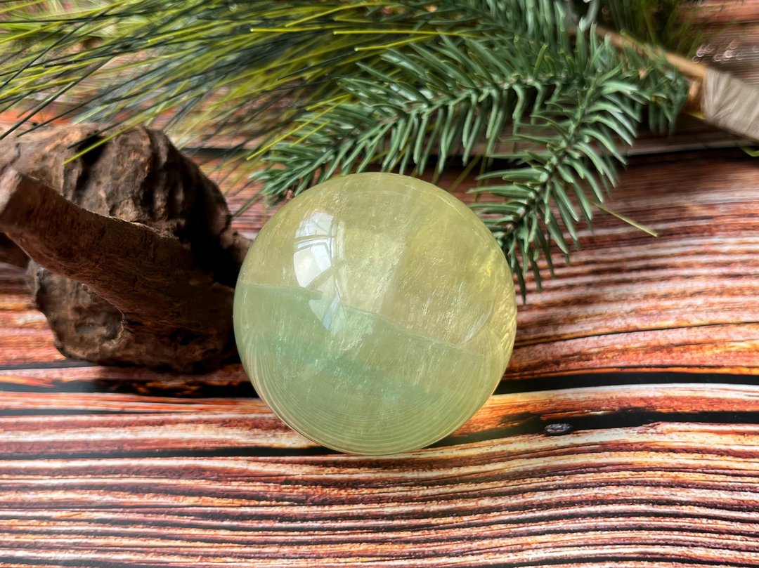 【一物一图】天然黄绿萤石水晶球 直径59MM 送底座 - 其他 - 水晶 黄色