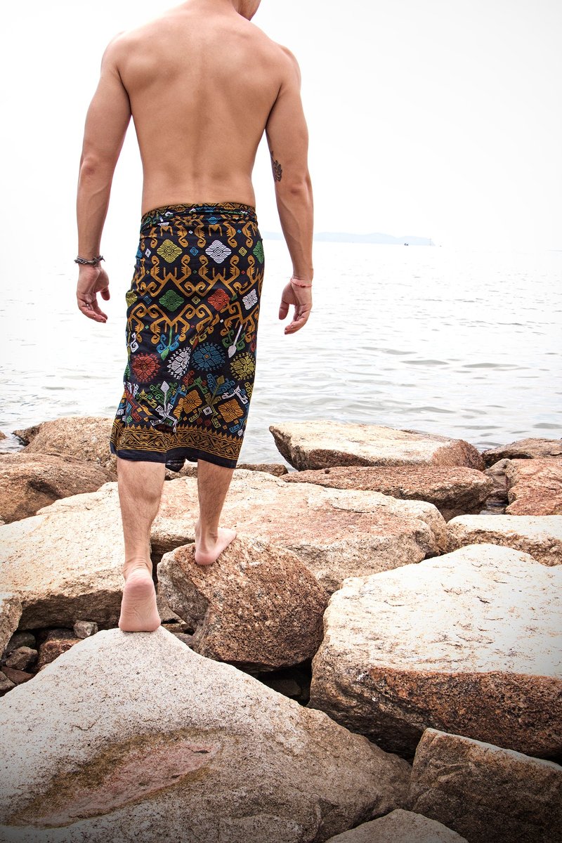 Phalawan Sarong in Black - 男士长裤 - 棉．麻 黑色