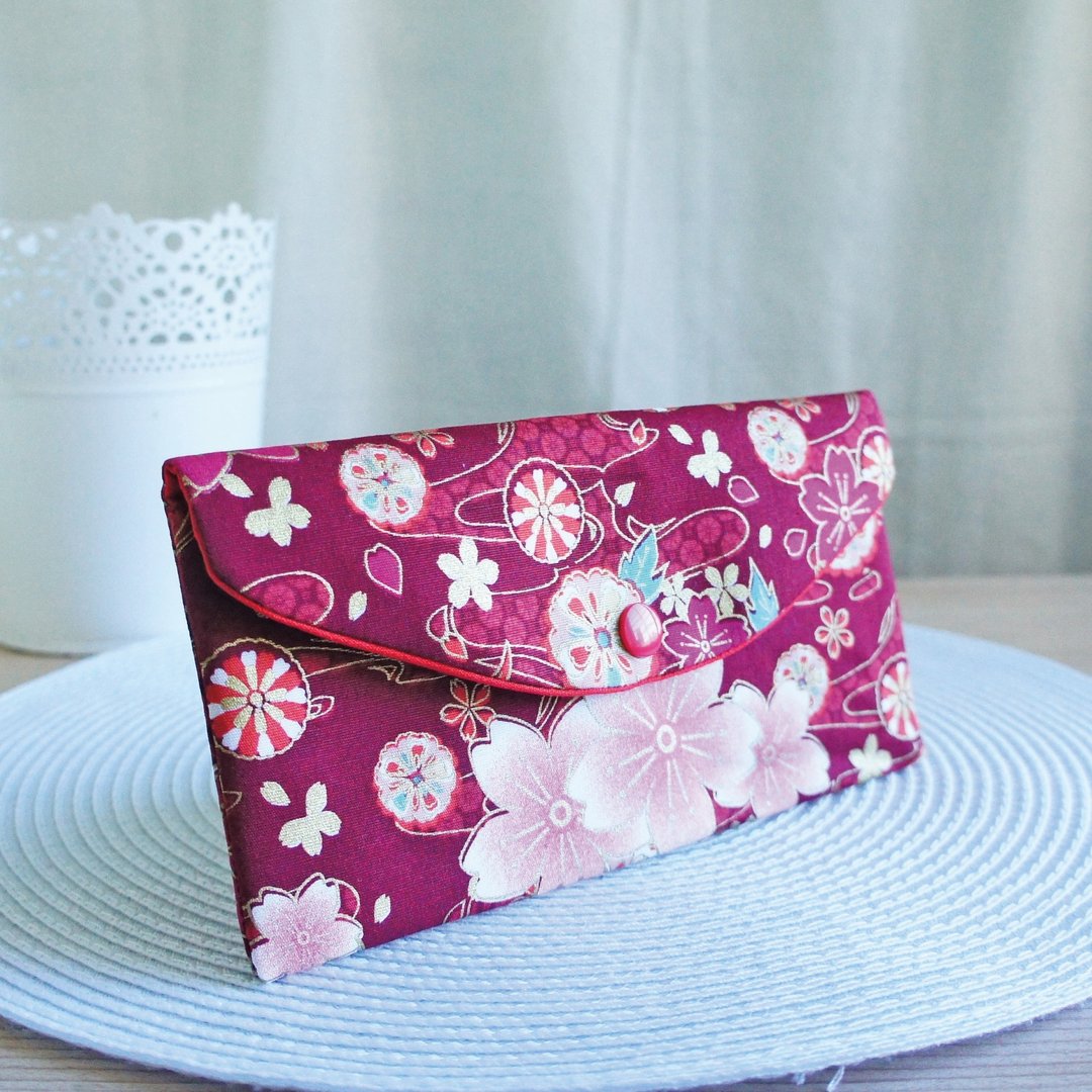Lovely烫金【吉庆樱花红包袋】存折套、现金收纳袋、红E - 红包/春联 - 棉 红色