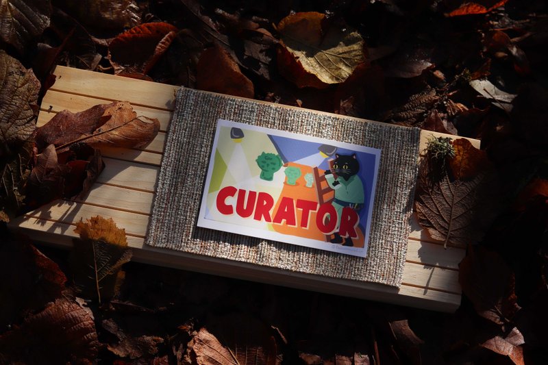 猫咪艺术家－策展人 - 卡片/明信片 - 纸 白色