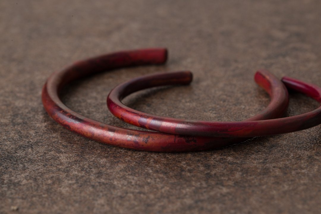 熔岩素烧手环 Magma Brunt Red Copper Bangle - 手链/手环 - 铜/黄铜 红色