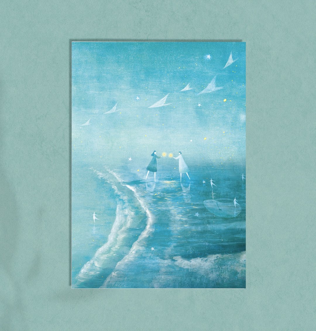 插画明信片 - 海浪烟花 - 卡片/明信片 - 纸 