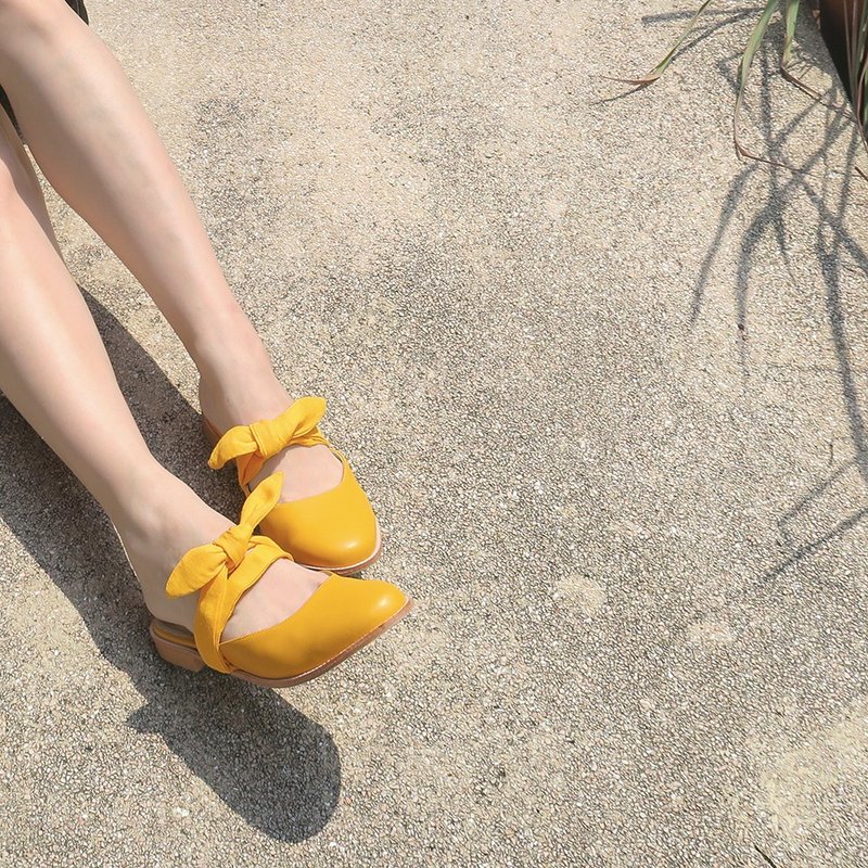 Exchangeable Ribbon Sandals - Yellow - 男女凉鞋 - 其他材质 黄色