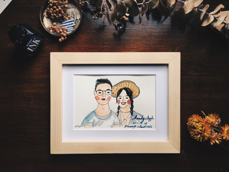 Lasa的一点点像似颜绘-二人(含木制相框) - 订制画像 - 纸 白色