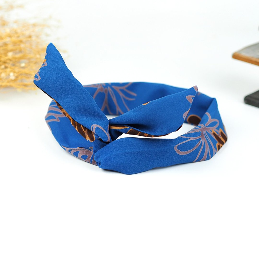 手工发饰 铝线发带 复古时尚 日系 花【日和大花-琉璃蓝】【AH-30】 - 发饰 - 棉 蓝色