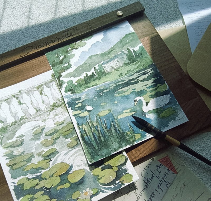 秘密花園 (II) Monet 水彩繪畫 和紙膠帶 10米卷 台灣製 巨畫幅 - 纸胶带 - 其他材质 绿色