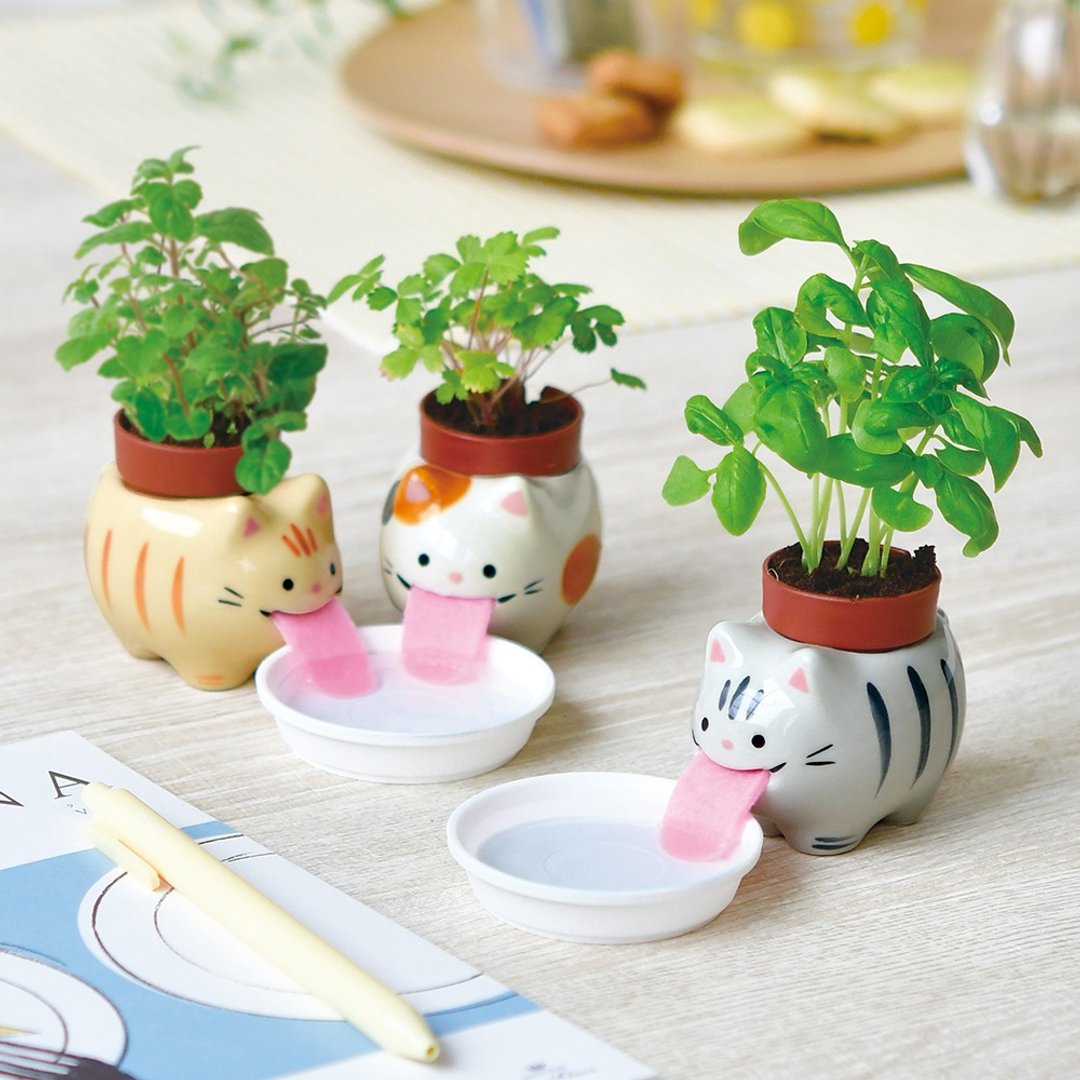 Peropon 新版 吐舌动物自动吸水种植组 猫咪大集合 - 植栽/盆栽 - 陶 咖啡色