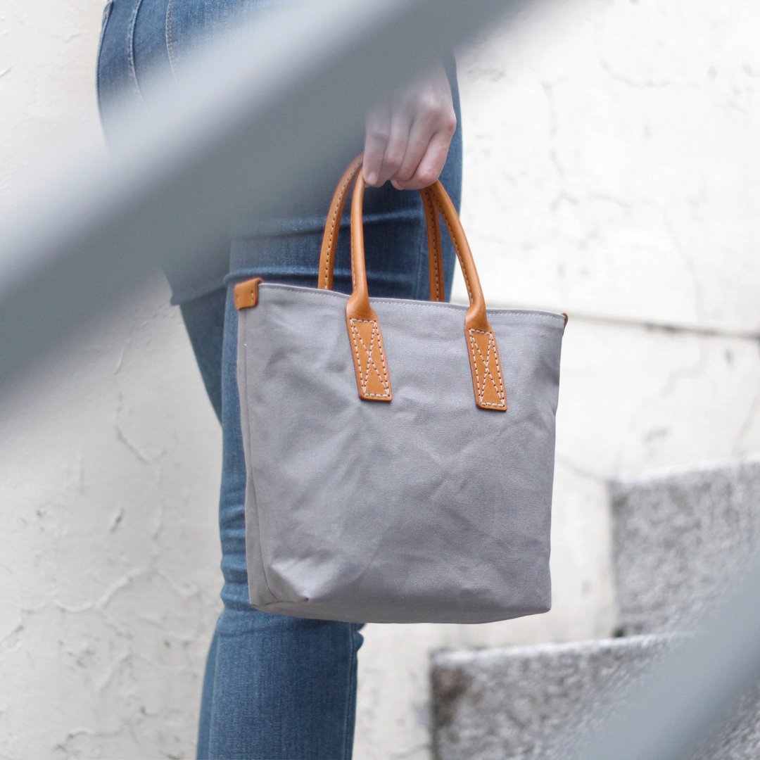 随身小包 tote / 手提包 / 日本帆布 -  大象灰 - 手拿包 - 棉 灰色