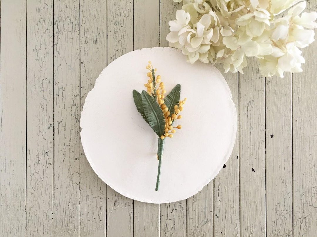 Mimosa's corsage - 胸针 - 棉 黄色