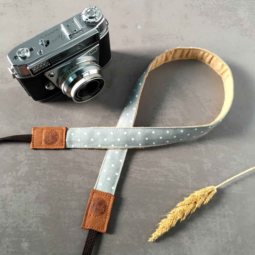 Jean Polkadot Mirrorless camera Strap - 相机 - 棉 蓝色