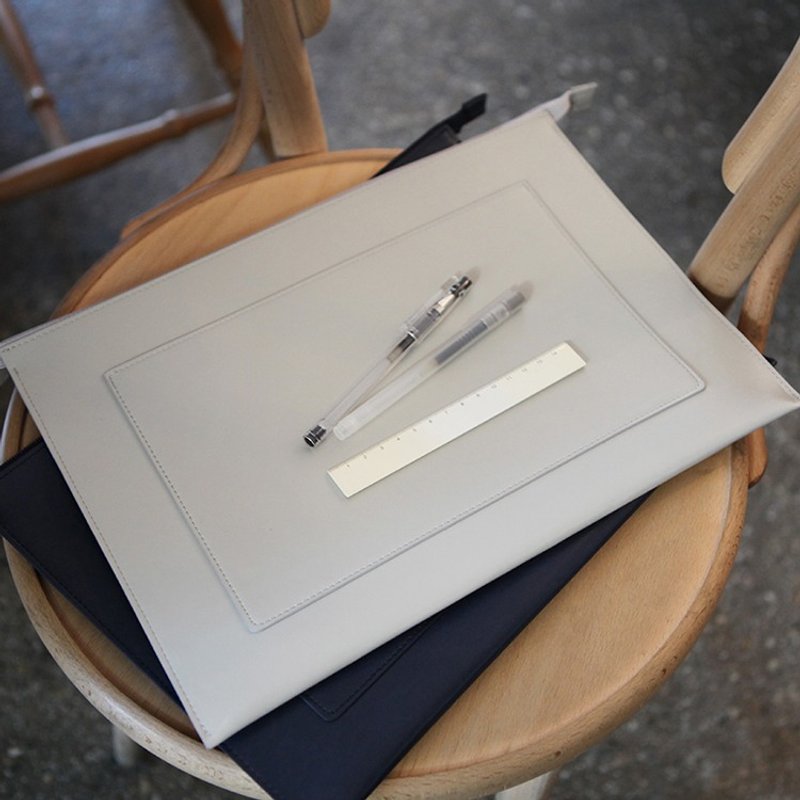 韩国 ithinkso 15寸皮质拉链收纳袋 DOCUMENT ZIP POUCH _ 15"(XL) _ L.Gray - 平板/电脑保护壳 - 真皮 灰色