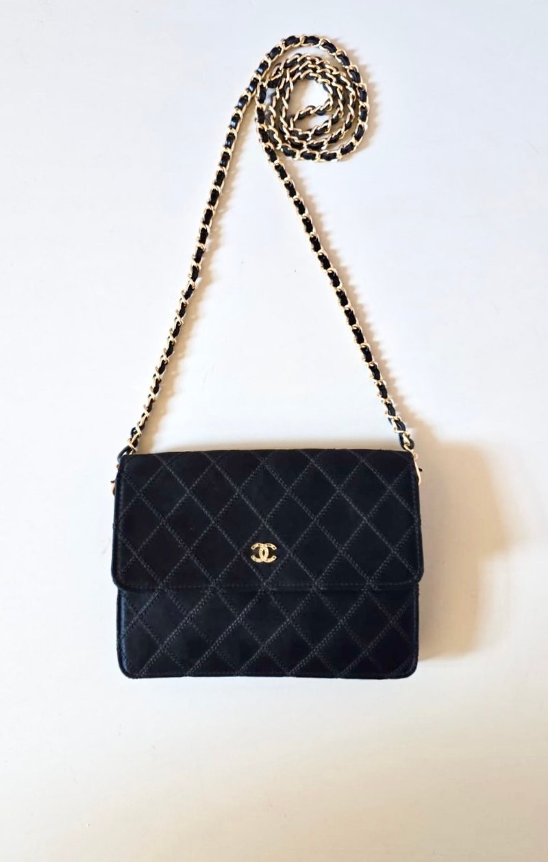 中古包 Chanel丝绢闪钻黑金盒子包 斜背包 单肩包 侧背包 二手包 - 侧背包/斜挎包 - 真皮 黑色
