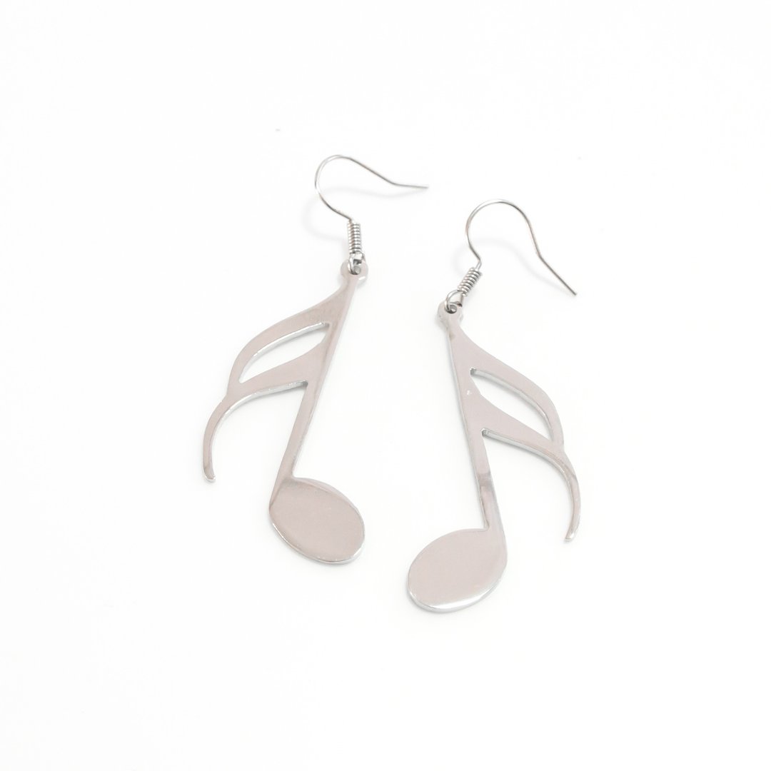 Note melodie earring - 耳环/耳夹 - 铜/黄铜 银色