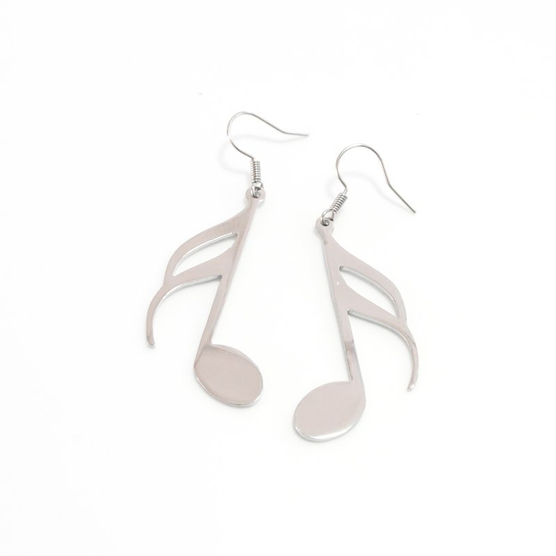 Note melodie earring - 耳环/耳夹 - 铜/黄铜 银色