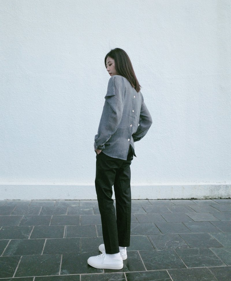 UUIN _ 深灰细长窄管裤 - 女装长裤 - 聚酯纤维 黑色