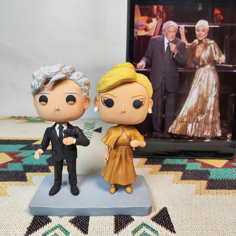 纯手工定制美国Funko Pop 自画像公仔情侣父母夫妻结婚周年礼物 - 玩偶/公仔 - 粘土 多色
