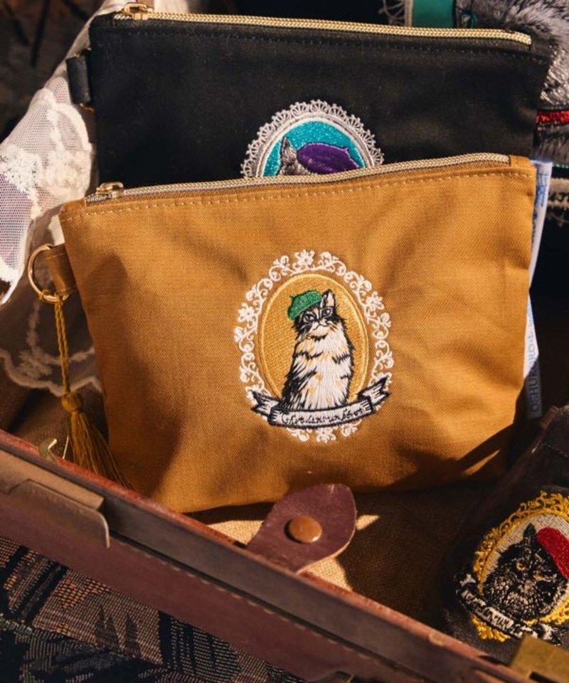 【热门预购】戴帽子的猫电绣收纳包 (3色) LCEP6105 - 化妆包/杂物包 - 其他材质 