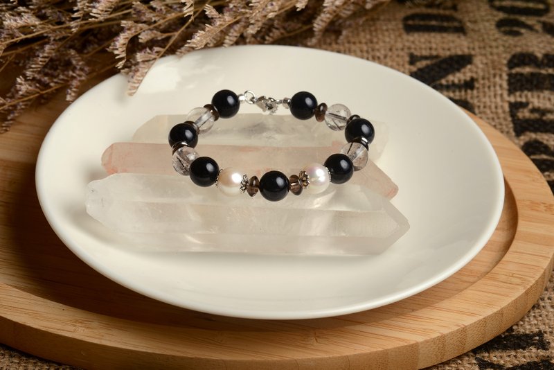 【神山晶礦】頂級全滿黑髮清透黑髮珍珠手串/全滿頂級黑髮/清透黑 - 手链/手环 - 水晶 