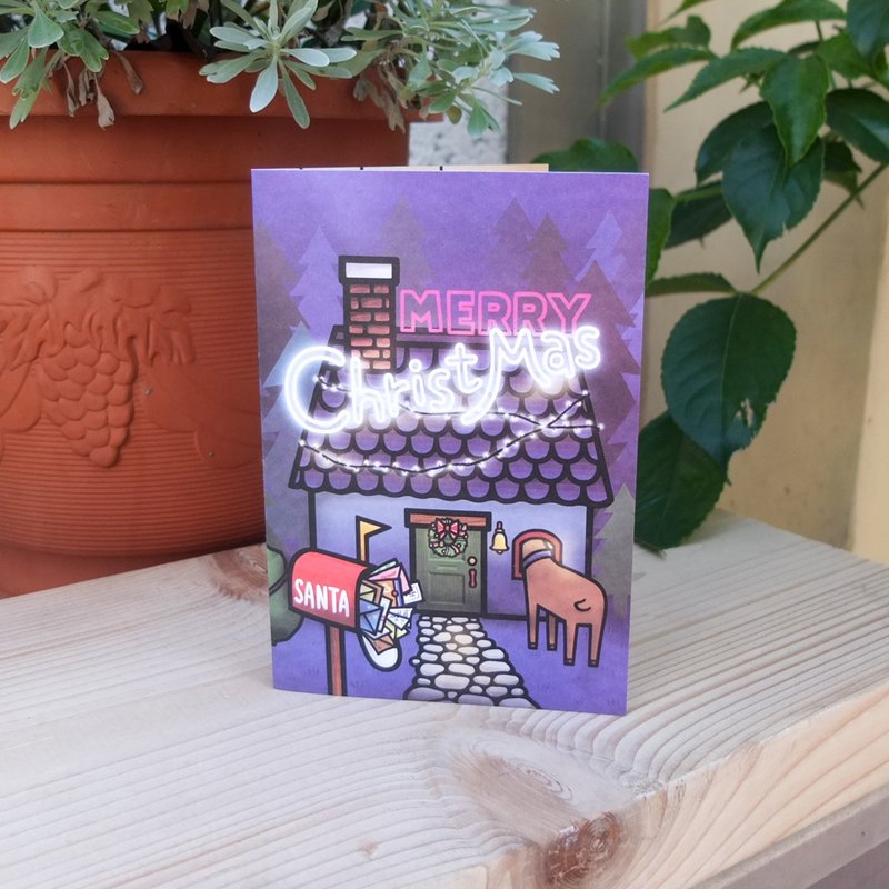 圣诞老人家圣诞卡 - 卡片/明信片 - 纸 多色