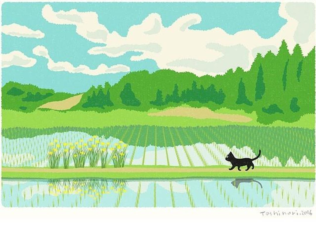 A3 illustration sheet empty promenade - 海报/装饰画/版画 - 纸 绿色