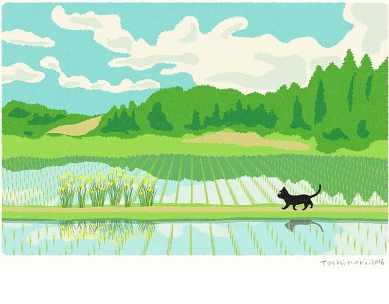 A3 illustration sheet empty promenade - 海报/装饰画/版画 - 纸 绿色