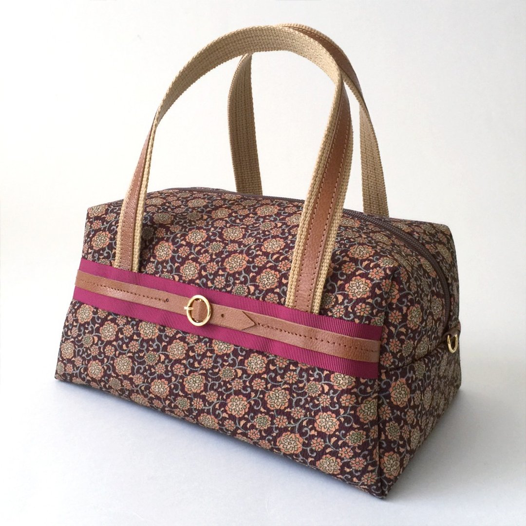 Boston bag with Japanese Traditional pattern, Kimono - 手提包/手提袋 - 其他材质 咖啡色