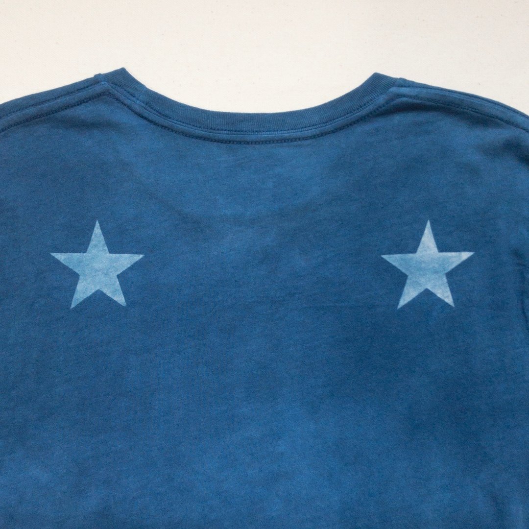 BLUE STAR DARK TEE size sizeM Indigo dye 藍 organic cotton- - 男装上衣/T 恤 - 棉 蓝色