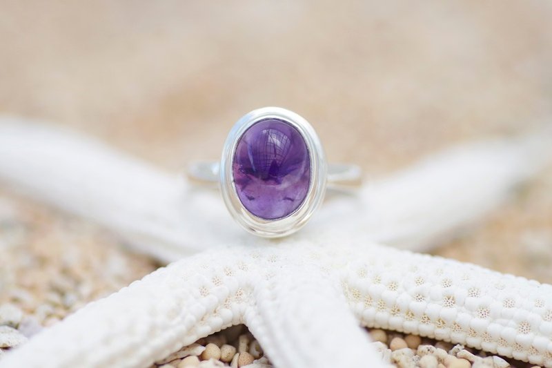 Silver ring size No. 10 of amethyst - 戒指 - 石头 紫色
