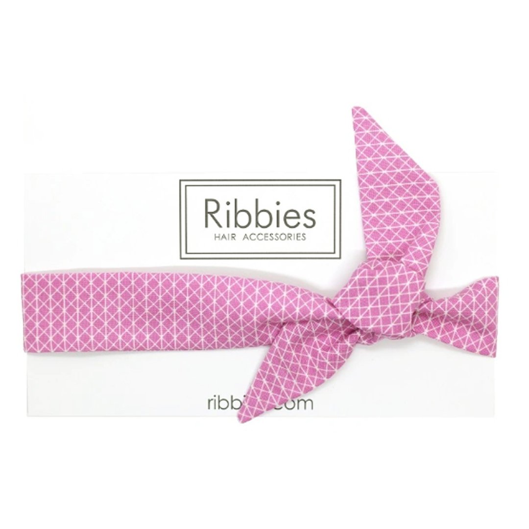 英国Ribbies 儿童蝴蝶结发带-粉红几何图形 - 发饰 - 棉 