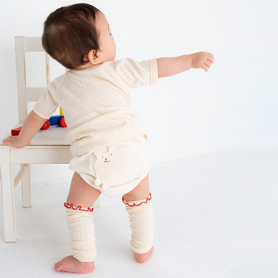 Y-1084 100% Organic Cotton Pants Bloomers Rabbit Bear Dog Made in Japan - 童装裤 - 棉 白色