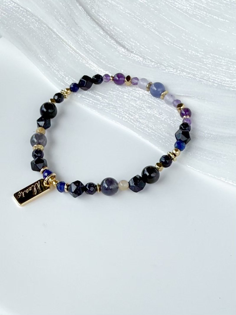 【紫微手链- 巨门星】蓝砂石 蓝虎眼 水晶手链 / 赠水晶碎石 - 手链/手环 - 水晶 