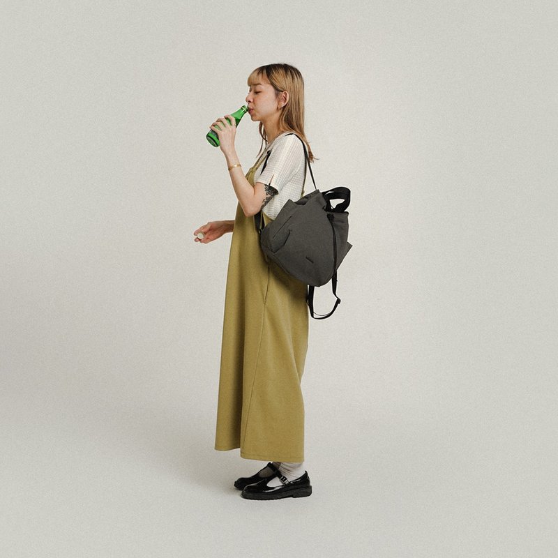 索绳束口文青小后背包S号 EMMA ECO (灰) | 休闲旅行双肩包 - 后背包/双肩包 - 环保材料 灰色