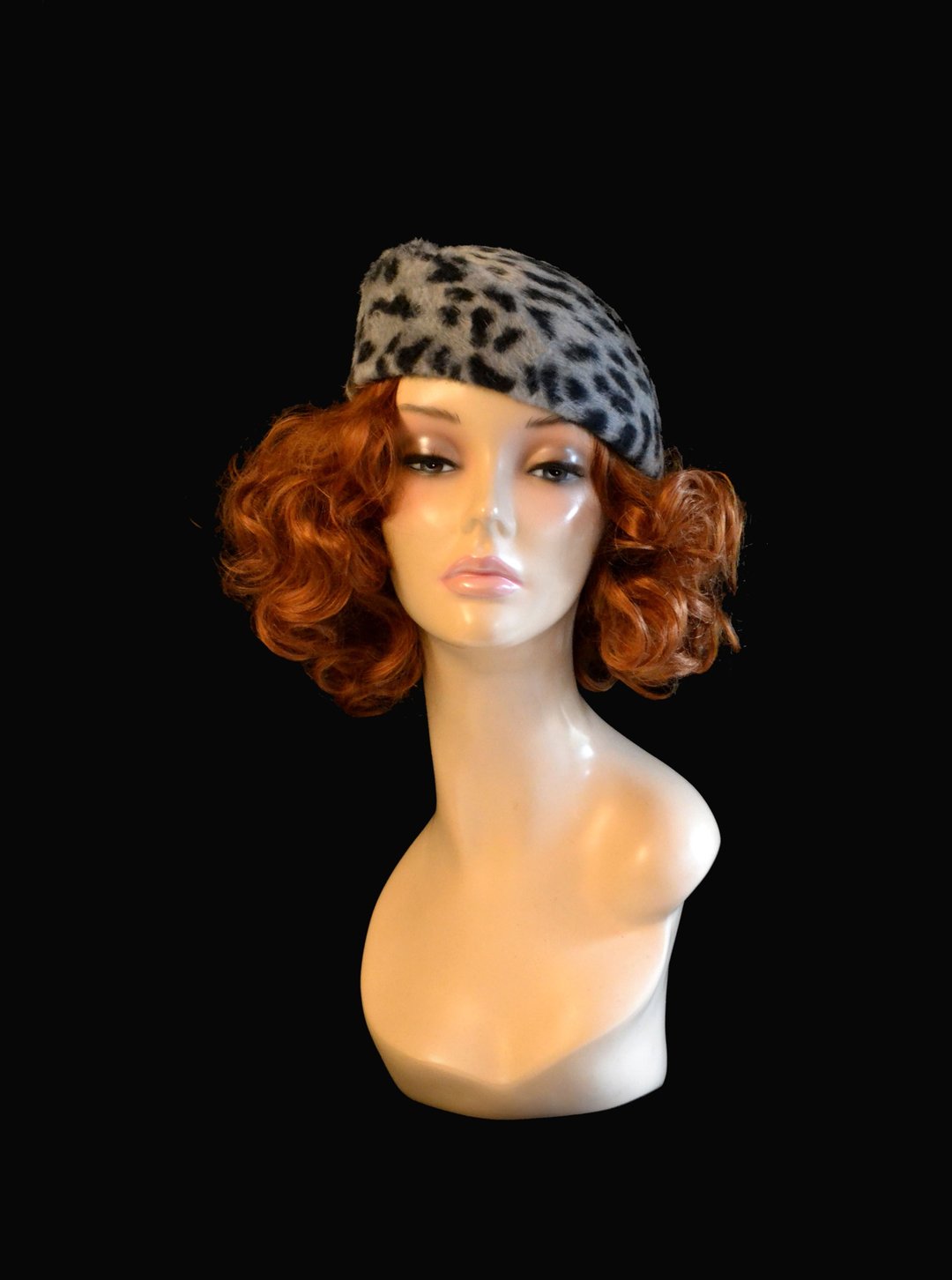 leopard pillbox hat,leopard print felt hat, formal hat, church hat, 1950s hat - 帽子 - 其他材质 灰色