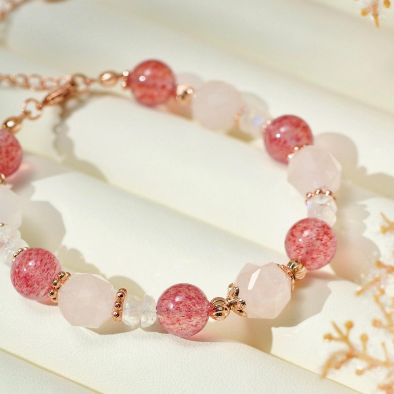 草莓晶 粉晶 水晶手链/招桃花 吸引人缘 爱情能量 - 手链/手环 - 水晶 粉红色