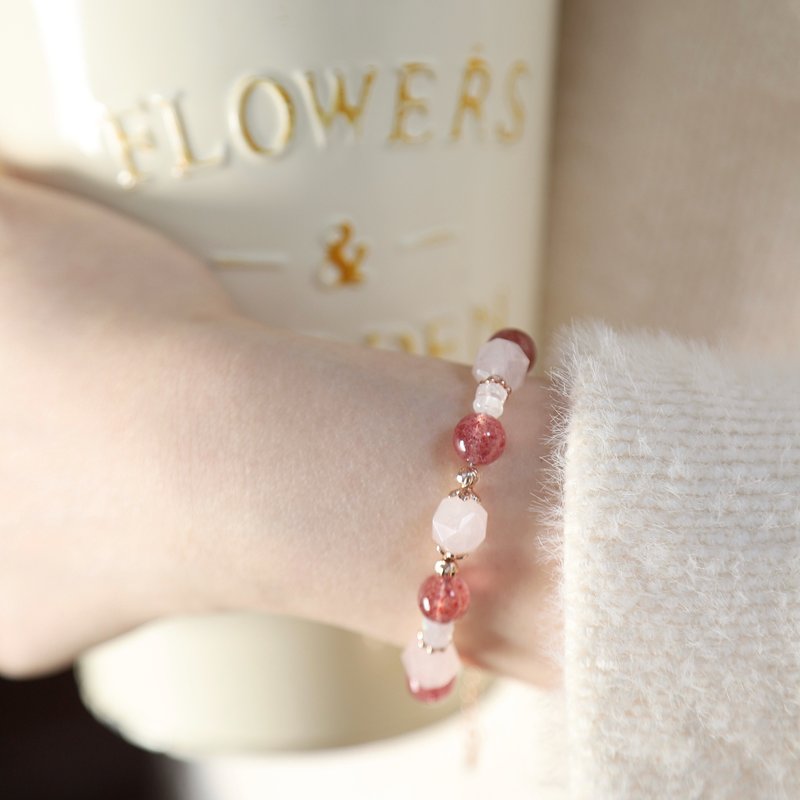 草莓晶 粉晶 水晶手链/生日礼物 闺蜜礼物 - 手链/手环 - 水晶 粉红色