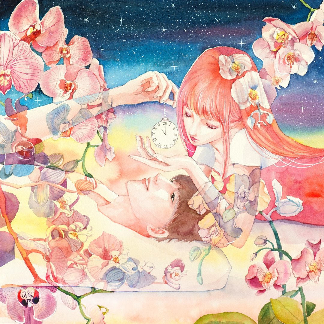 星空之约-原作水彩艺术创作画/艺术挂画/精致居家装饰/纪念 - 海报/装饰画/版画 - 纸 粉红色
