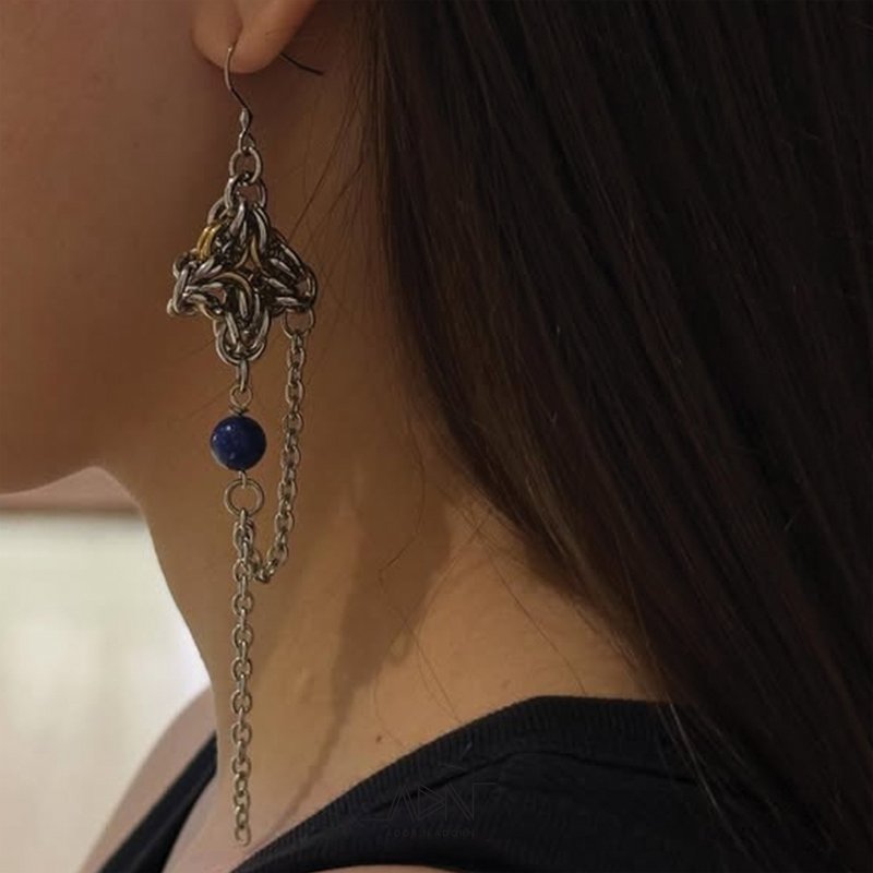 改良花饰流苏耳环 #2 - 耳环/耳夹 - 不锈钢 银色