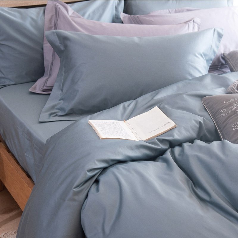 DR6000柔雾蓝 100支顶级长绒棉 床包枕套/床包被套组 台湾制 - 寝具 - 棉．麻 