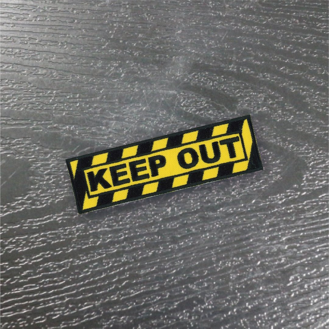 【KEEP OUT 刺绣贴】电绣臂章|布章|贴纸|烫贴|标示|布贴 - 贴纸 - 绣线 黄色