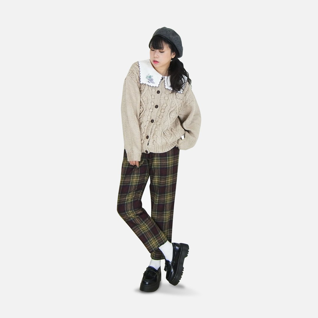 A·PRANK :DOLLY :: 复古着VINTAGE杏色立体麻花织纹毛衣外套/渔夫毛衣 - 女装休闲/机能外套 - 棉 
