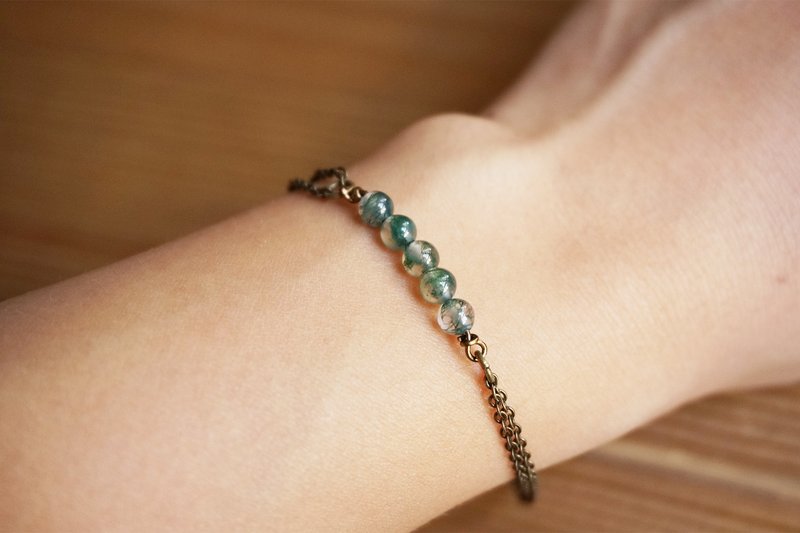 藓苔玛瑙手链 男女皆可 中性 水晶 - 手链/手环 - 宝石 绿色