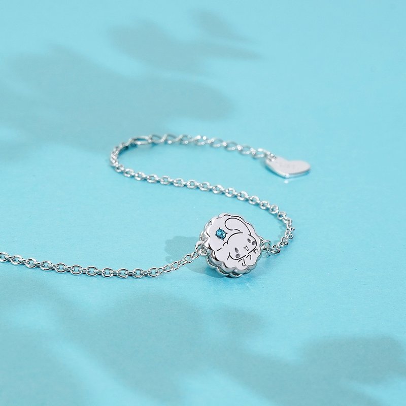 布丁狗喜拿一起玩系列-Purin&Cinna夹心饼干晶钻纯银手链 - 手链/手环 - 纯银 银色