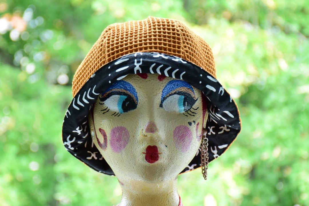 Pupu Springs•• African print Double-sided bucket hat (orange) - 帽子 - 棉 橘色